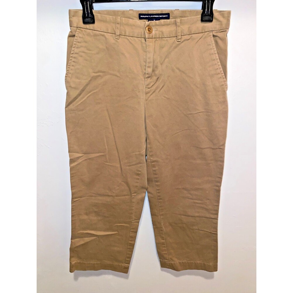 Ralph Lauren Sport Womens Size 4 Cotton Tan Cropped Capris Pants Pockets
